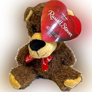 5” RUSSELL STOVER TEDDY BEAR BROWN PLUSH STUFFED ANIMAL CHOCOLATE RED RIBBON TOY